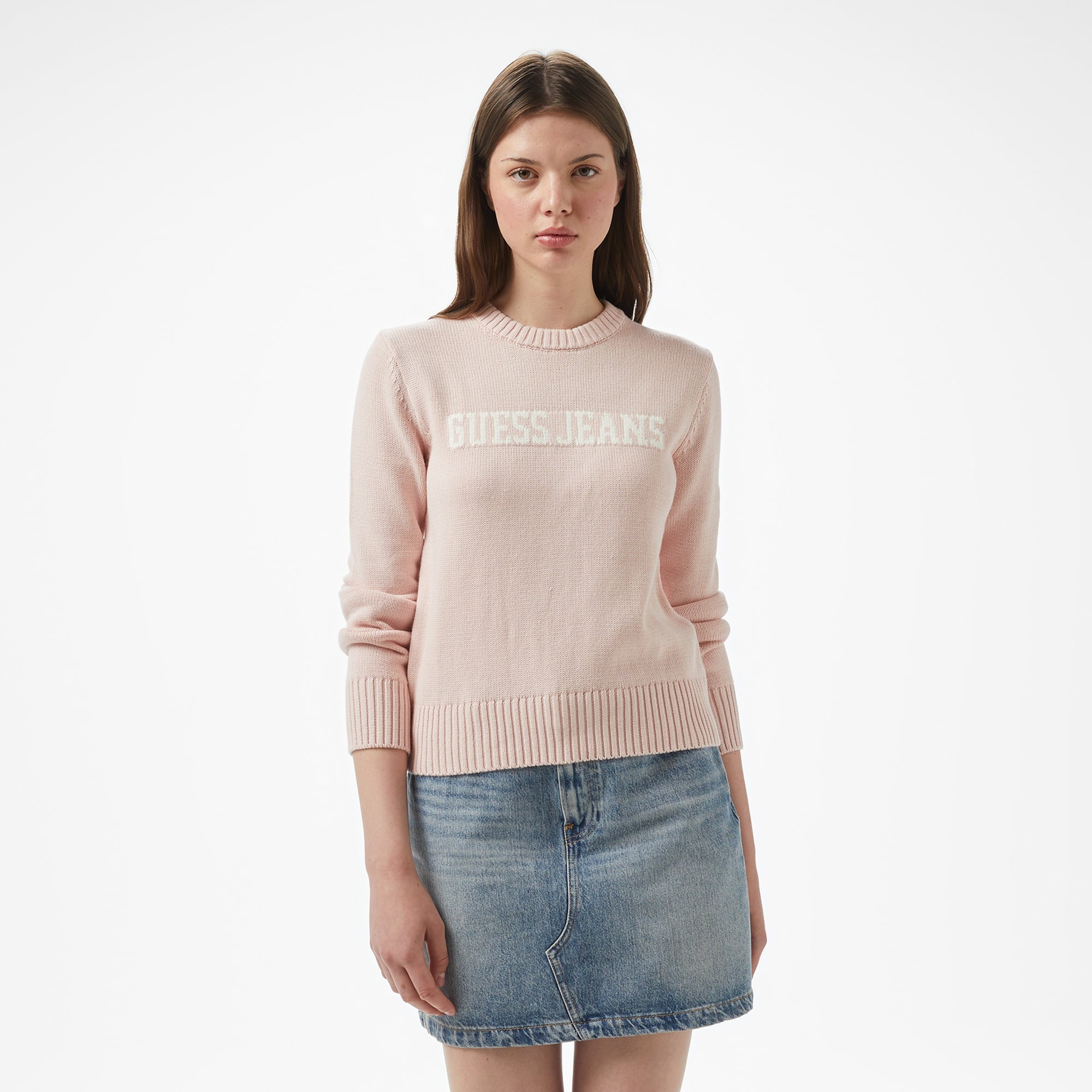 Guess Intarsia Kadın Pembe Kazak