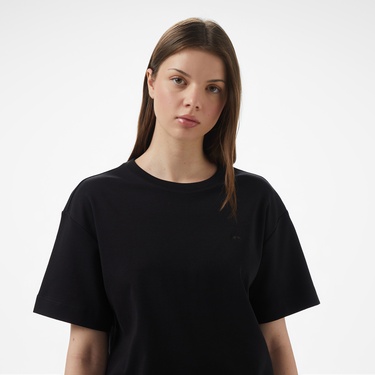  Brooks Brothers Bisiklet Yaka Oversize Kadın Siyah T-Shirt