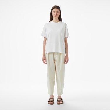  Brooks Brothers Bisiklet Yaka Oversize Kadın Beyaz T-Shirt