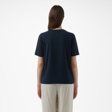  Brooks Brothers Bisiklet Yaka Önü Bb Nakışlı Kadın Lacivert T-Shirt