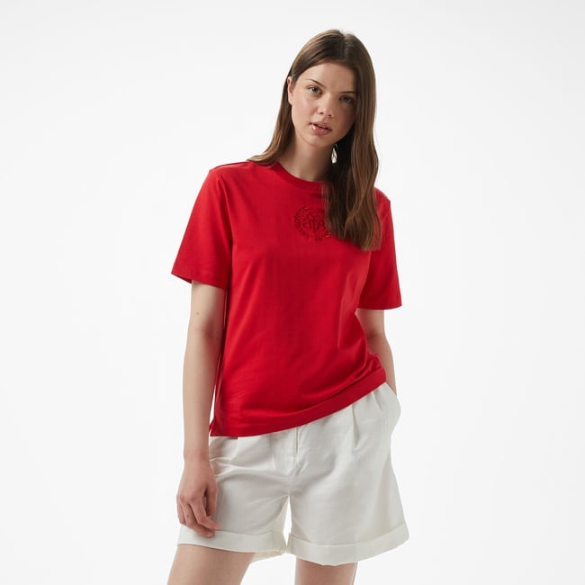  Brooks Brothers Bisiklet Yaka Önü Bb Nakışlı Kadın Kırmızı T-Shirt