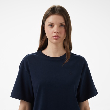  Brooks Brothers Bisiklet Yaka Oversize Kadın Lacivert T-Shirt