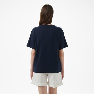  Brooks Brothers Bisiklet Yaka Oversize Kadın Lacivert T-Shirt
