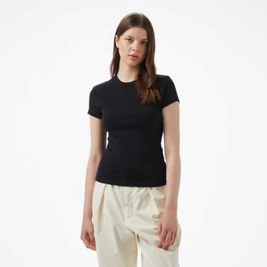  Brooks Brothers Bisiklet Yaka Logolu Basic Kadın Siyah T-Shirt