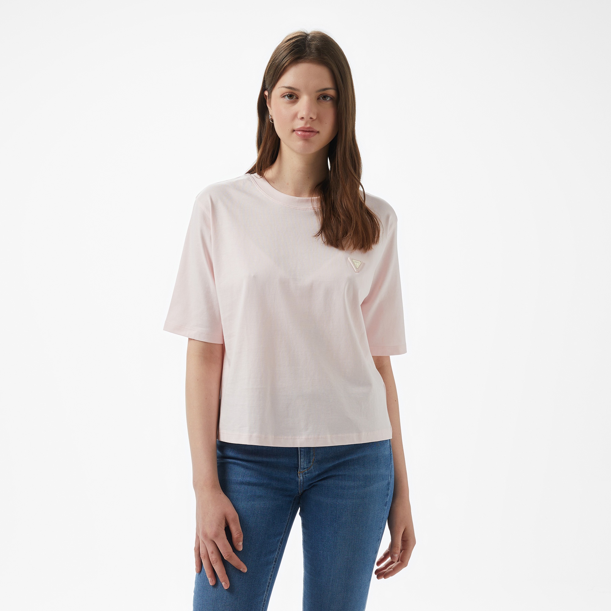 Guess Colette Boxy T Kadın Pembe T-Shirt