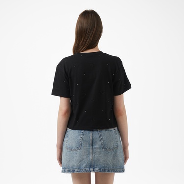  Guess Primula Rhinestones  Kadın Siyah T-Shirt
