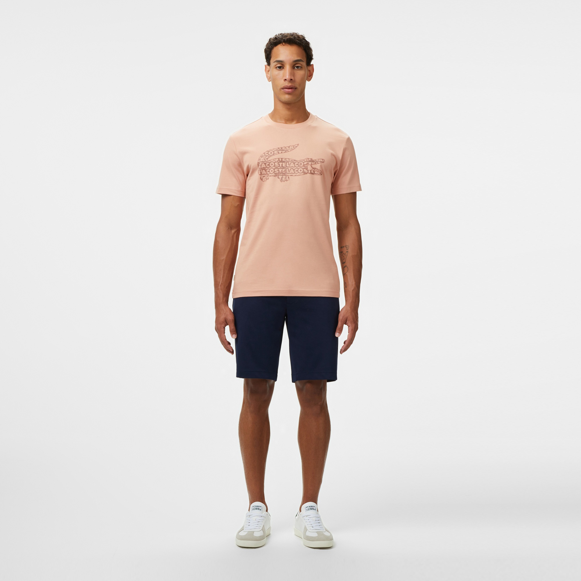 Lacoste Erkek Regular Fit Bisiklet Yaka Baskılı Açık Kahverengi T-Shirt