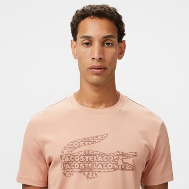  Lacoste Erkek Regular Fit Bisiklet Yaka Baskılı Açık Kahverengi T-Shirt