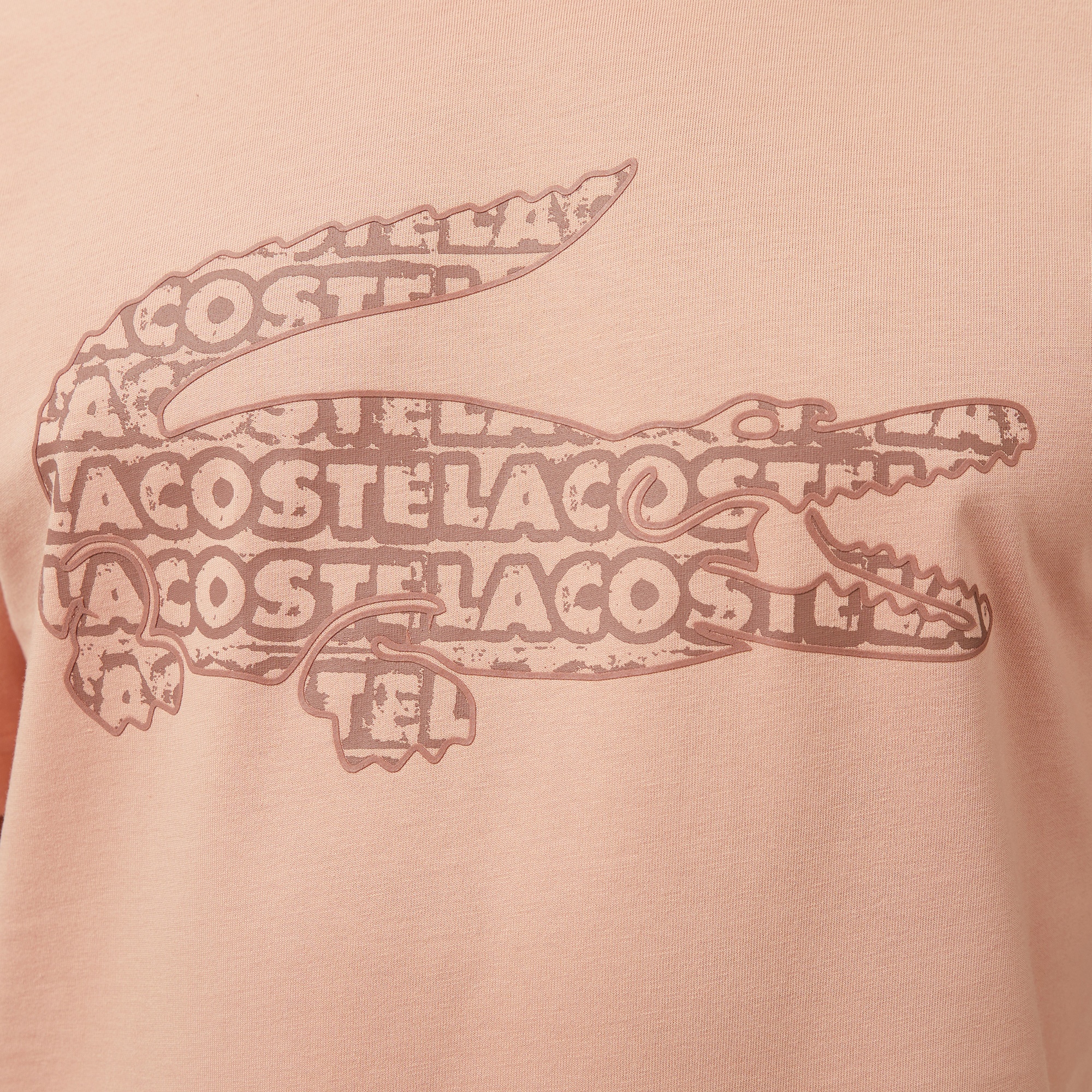 Lacoste Erkek Regular Fit Bisiklet Yaka Baskılı Açık Kahverengi T-Shirt