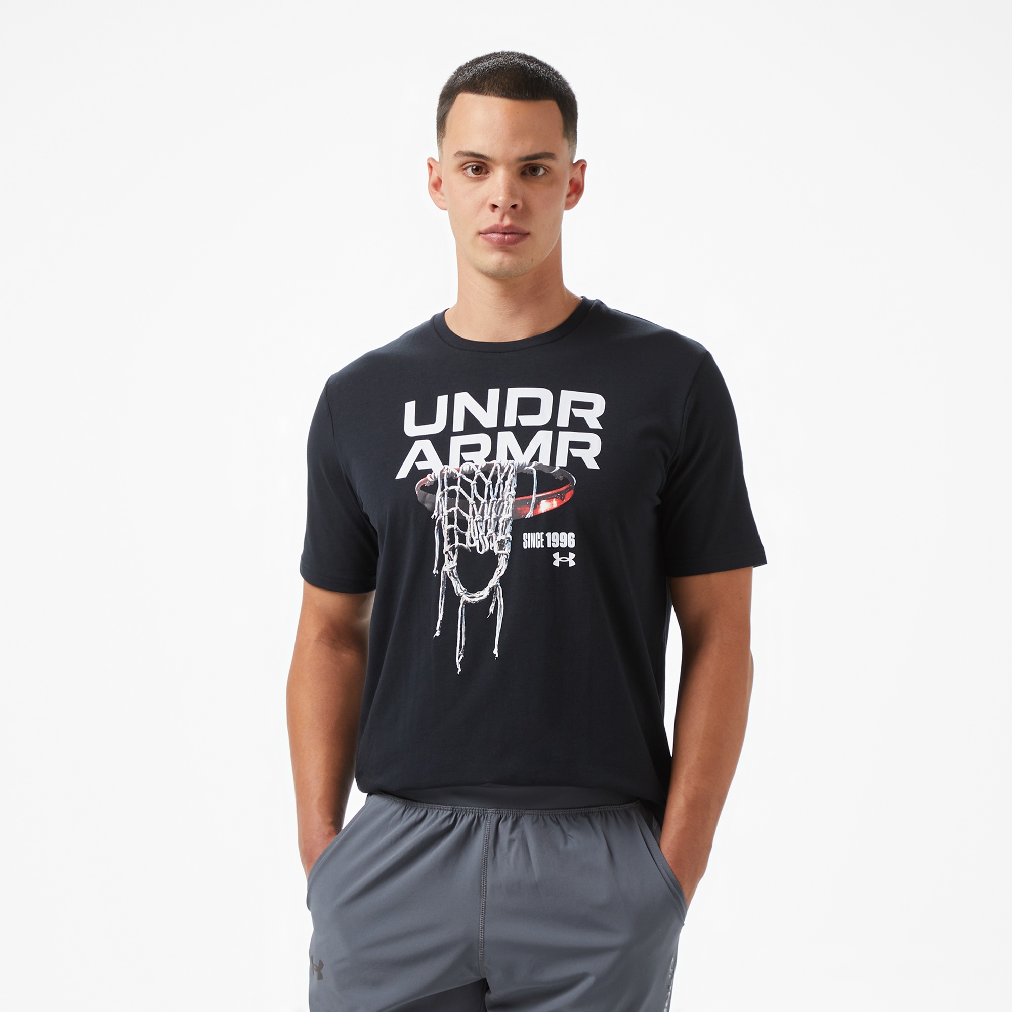 Under Armour Hoops Net Erkek Siyah Basketbol T-Shirt