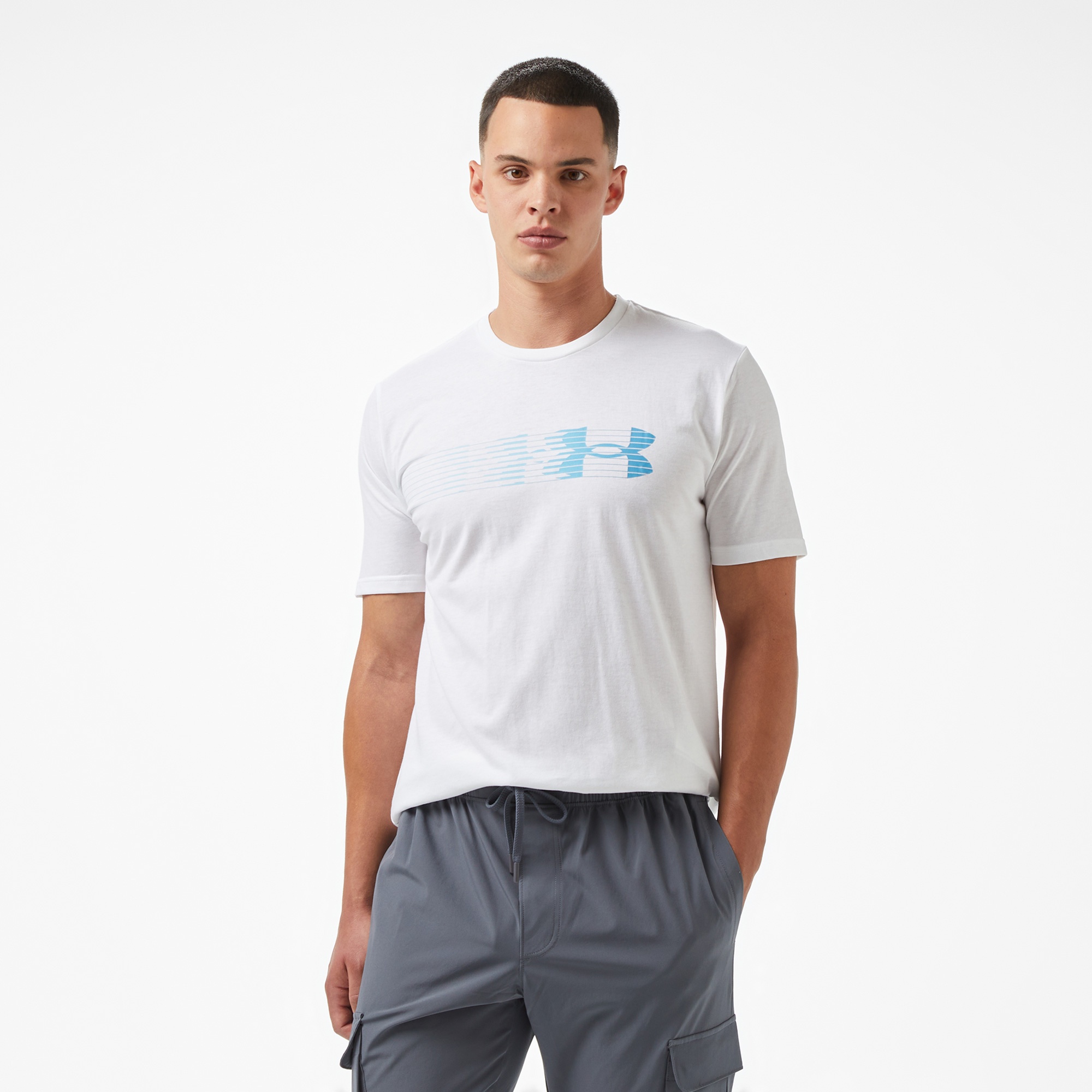 Under Armour Lc Fly in Logo Erkek Beyaz T-Shirt