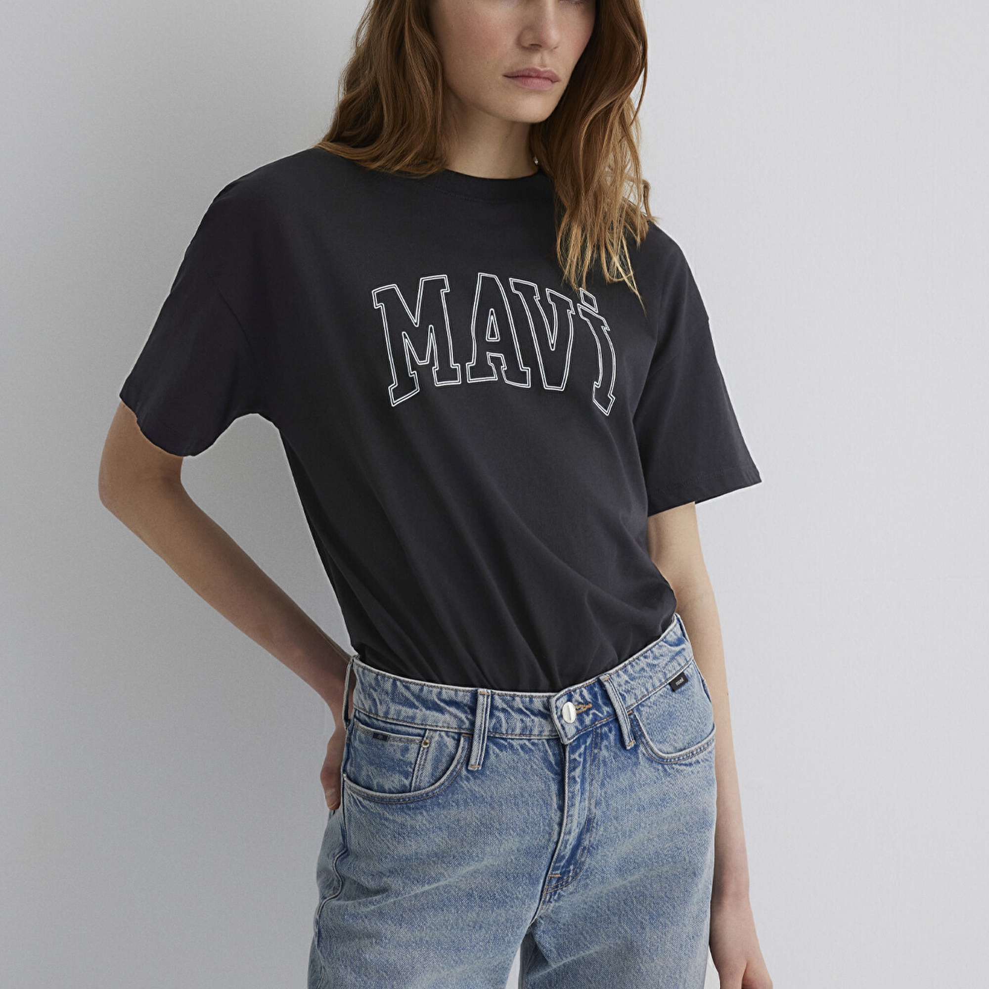 Mavi Mavi Logo Baskılı Siyah Tişört Regular Fit / Normal Kesim 1611193-900