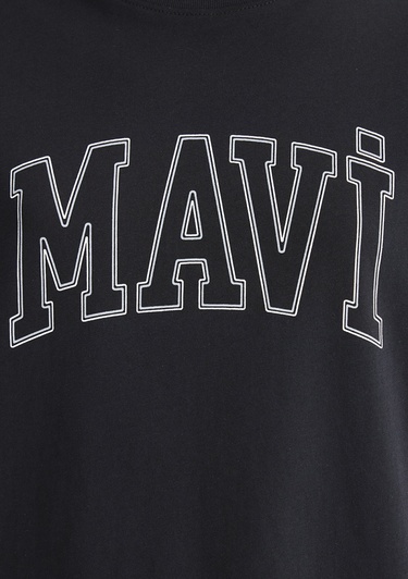  Mavi Mavi Logo Baskılı Siyah Tişört Regular Fit / Normal Kesim 1611193-900