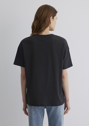  Mavi Mavi Logo Baskılı Siyah Tişört Regular Fit / Normal Kesim 1611193-900
