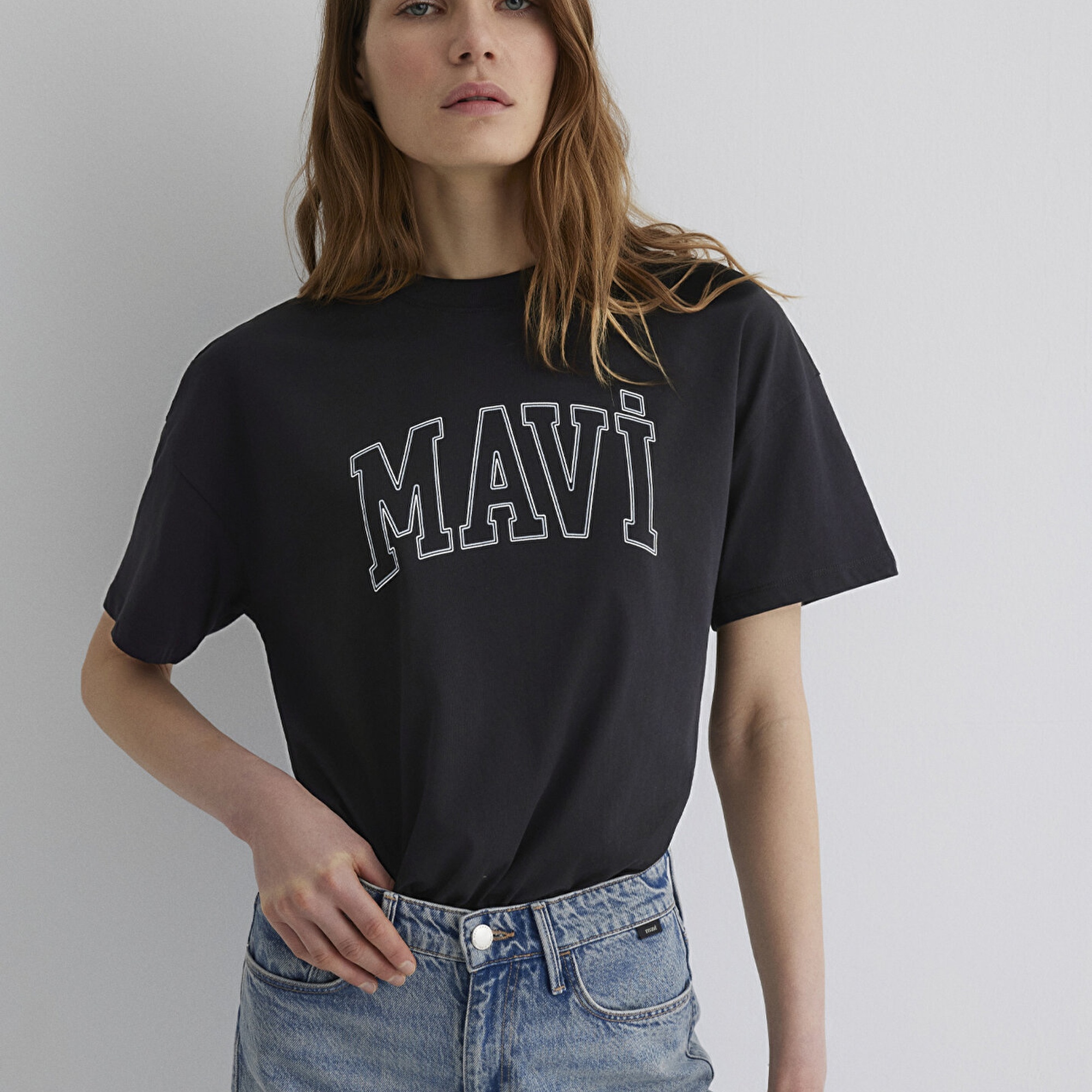 Mavi Mavi Logo Baskılı Siyah Tişört Regular Fit / Normal Kesim 1611193-900