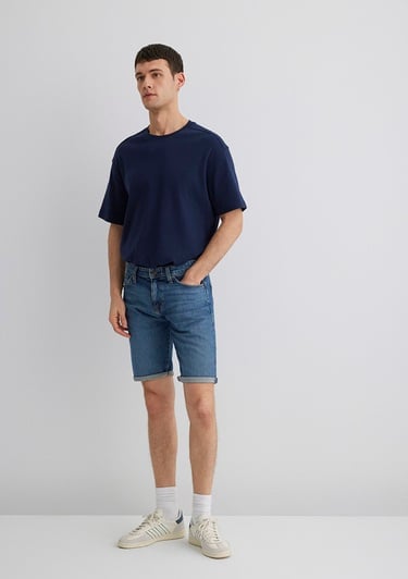  Mavi Tim Street Gölgeli Indigo Mavisi Jean Şort 0428487143