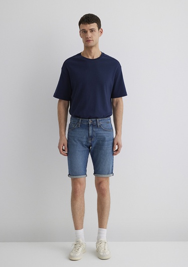  Mavi Tim Street Gölgeli Indigo Mavisi Jean Şort 0428487143