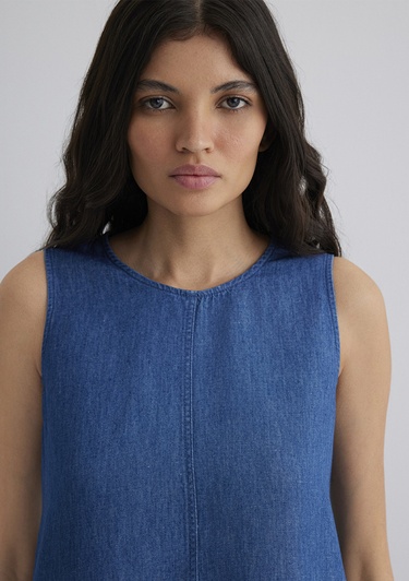  Mavi Keten Karışımlı Indigo Elbise 1310668-82052