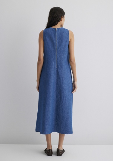  Mavi Keten Karışımlı Indigo Elbise 1310668-82052