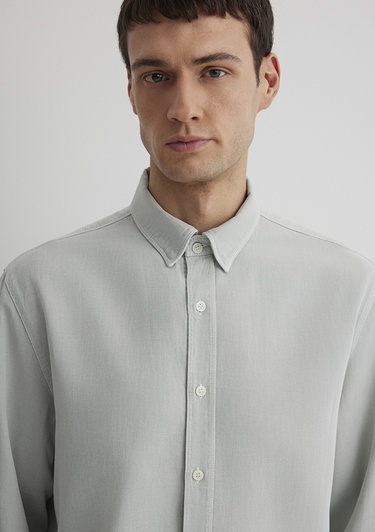  Mavi Keten Karışımlı Gri Tencel Gömlek Regular Fit / Normal Kesim 0211482-70148