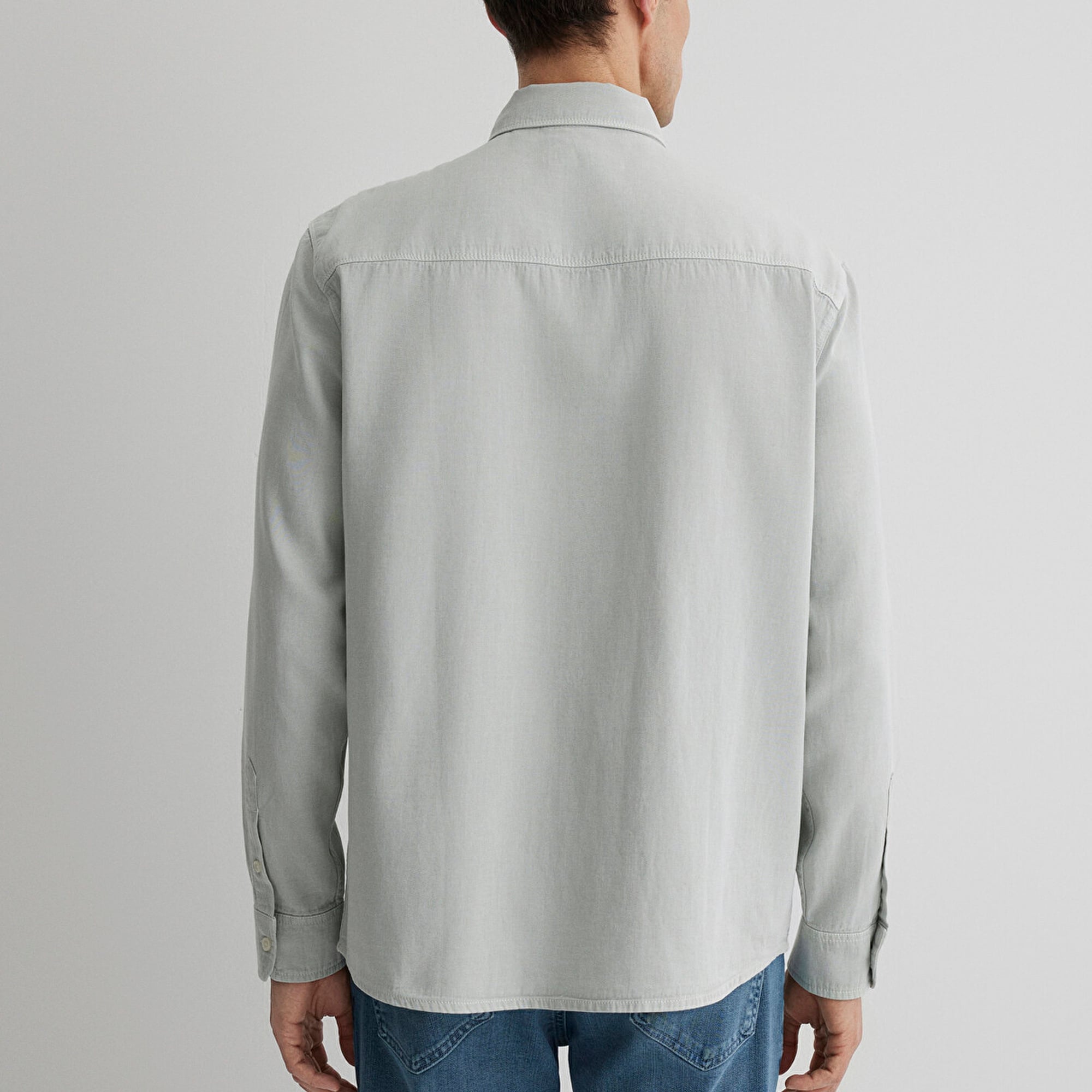 Mavi Keten Karışımlı Gri Tencel Gömlek Regular Fit / Normal Kesim 0211482-70148