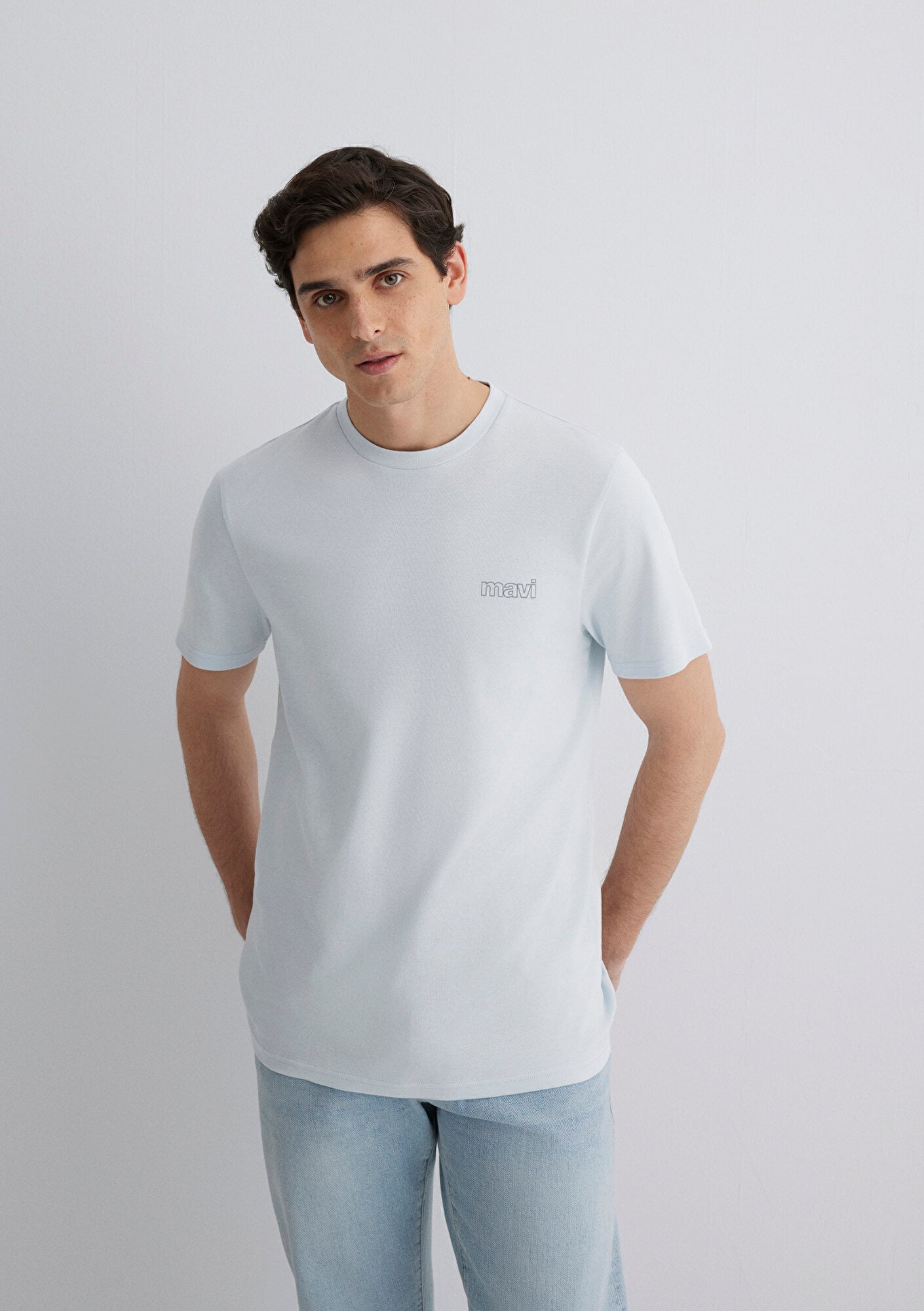  Mavi Mavi Logo Baskılı Mavi Tişört Slim Fit / Dar Kesim 0610360-89288