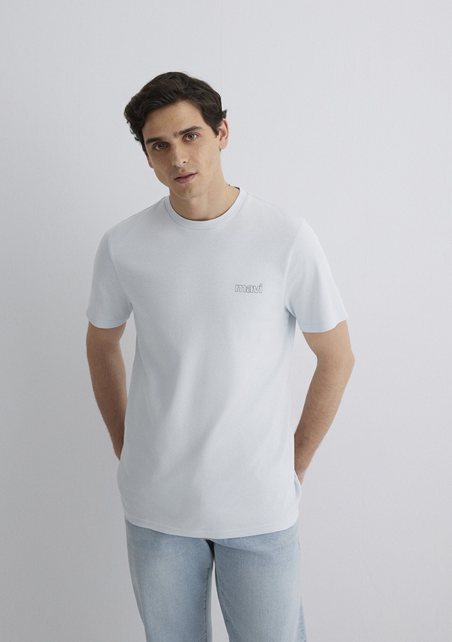  Mavi Mavi Logo Baskılı Mavi Tişört Slim Fit / Dar Kesim 0610360-89288