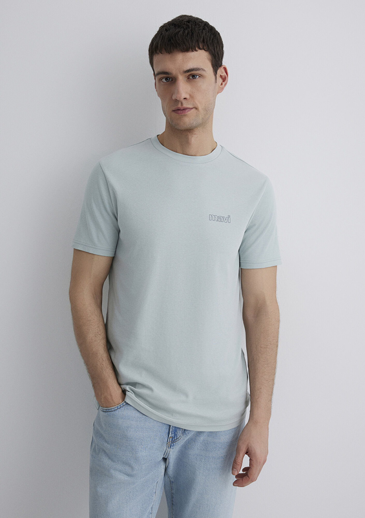  Mavi Mavi Logo Baskılı Yeşil Tişört Slim Fit / Dar Kesim 0610360-70148