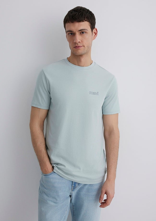  Mavi Mavi Logo Baskılı Yeşil Tişört Slim Fit / Dar Kesim 0610360-70148