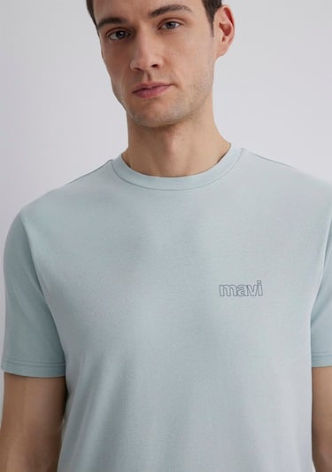  Mavi Mavi Logo Baskılı Yeşil Tişört Slim Fit / Dar Kesim 0610360-70148