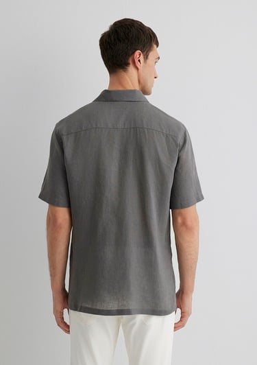  Mavi Gri Keten Gömlek Regular Fit / Normal Kesim 0211474-70096