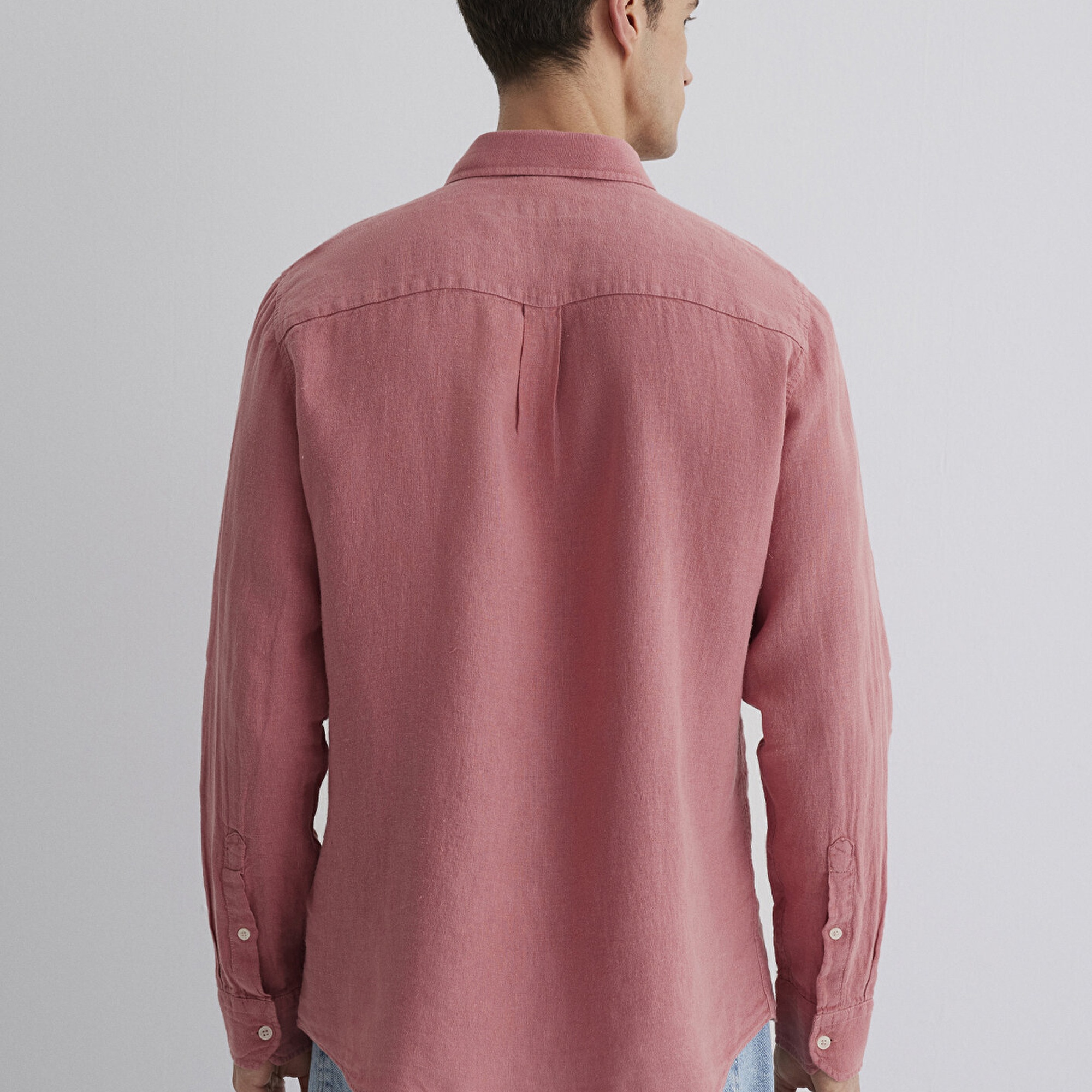 Mavi Pembe Keten Gömlek Regular Fit / Normal Kesim 0211472-71104