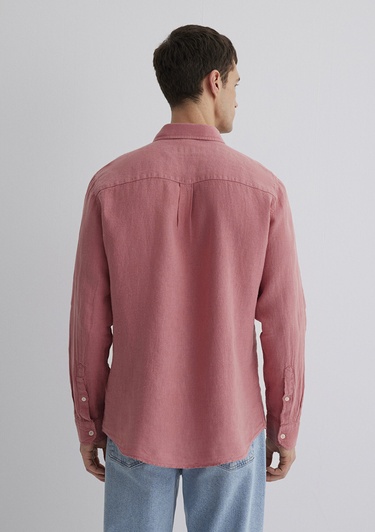  Mavi Pembe Keten Gömlek Regular Fit / Normal Kesim 0211472-71104