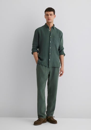  Mavi Yeşil Keten Pantolon 0010358-71598