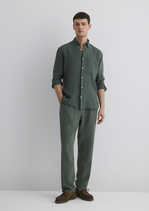  Mavi Yeşil Keten Pantolon 0010358-71598