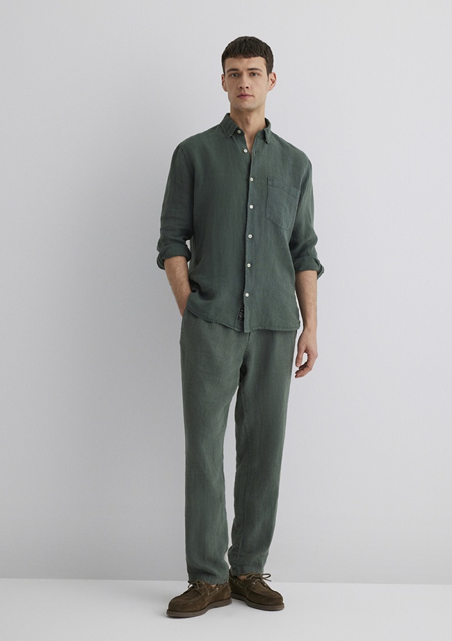  Mavi Yeşil Keten Pantolon 0010358-71598