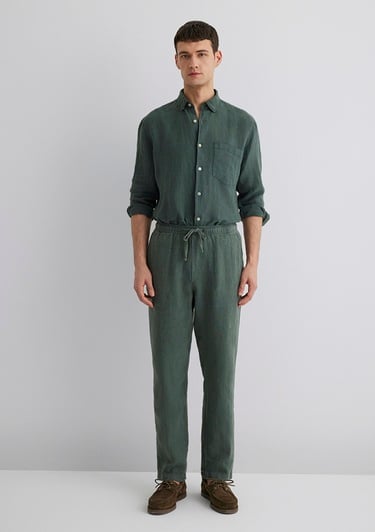  Mavi Yeşil Keten Pantolon 0010358-71598