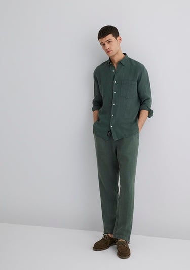 Mavi Yeşil Keten Pantolon 0010358-71598