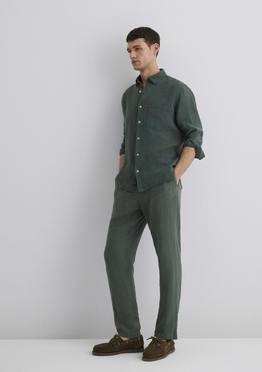  Mavi Yeşil Keten Pantolon 0010358-71598