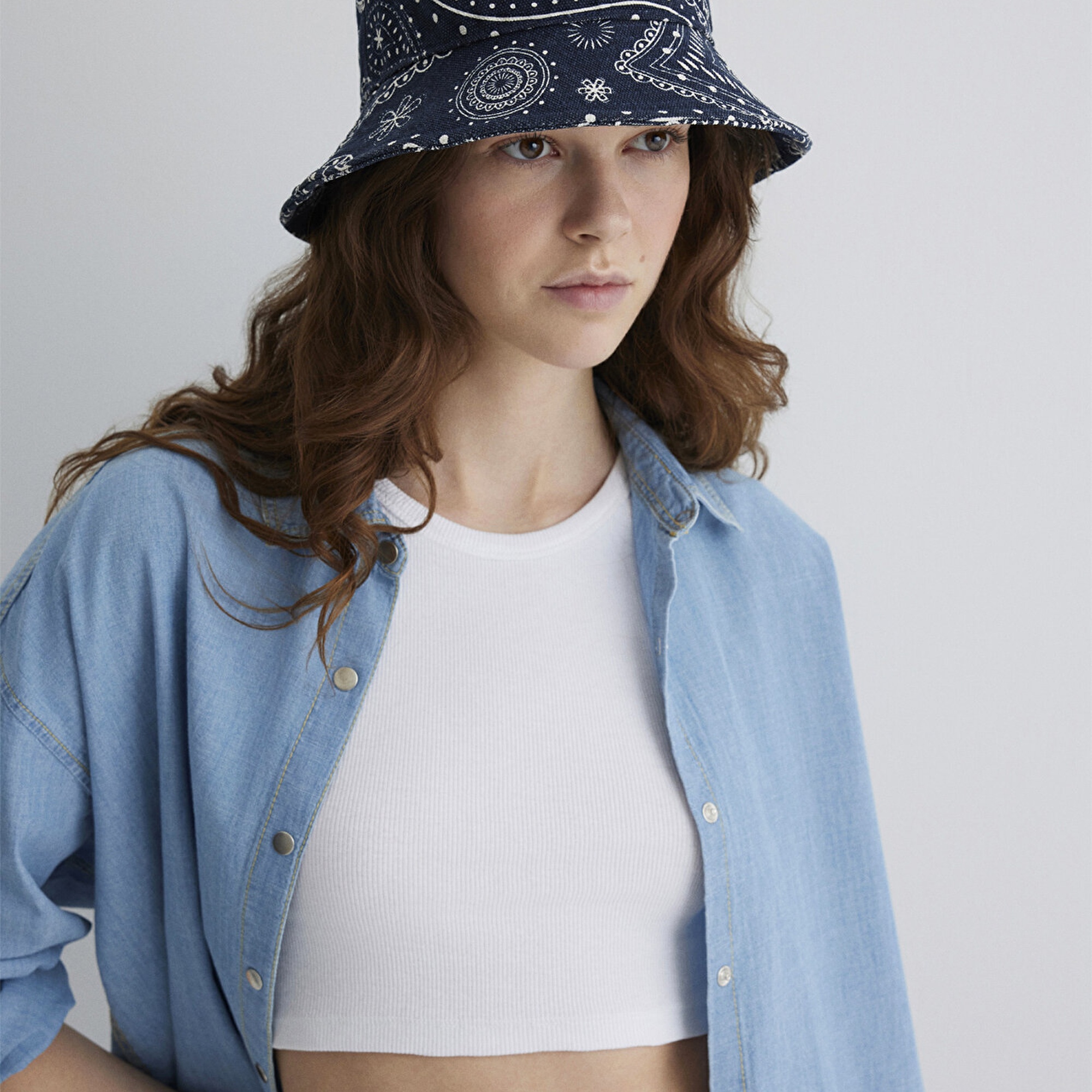 Mavi Baskılı Lacivert Bucket Şapka 1912974-70491