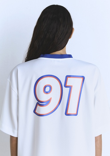  Mavi Miami 91 Baskılı Ekru Forma Tişört Oversize / Geniş Kesim 1613064-70057