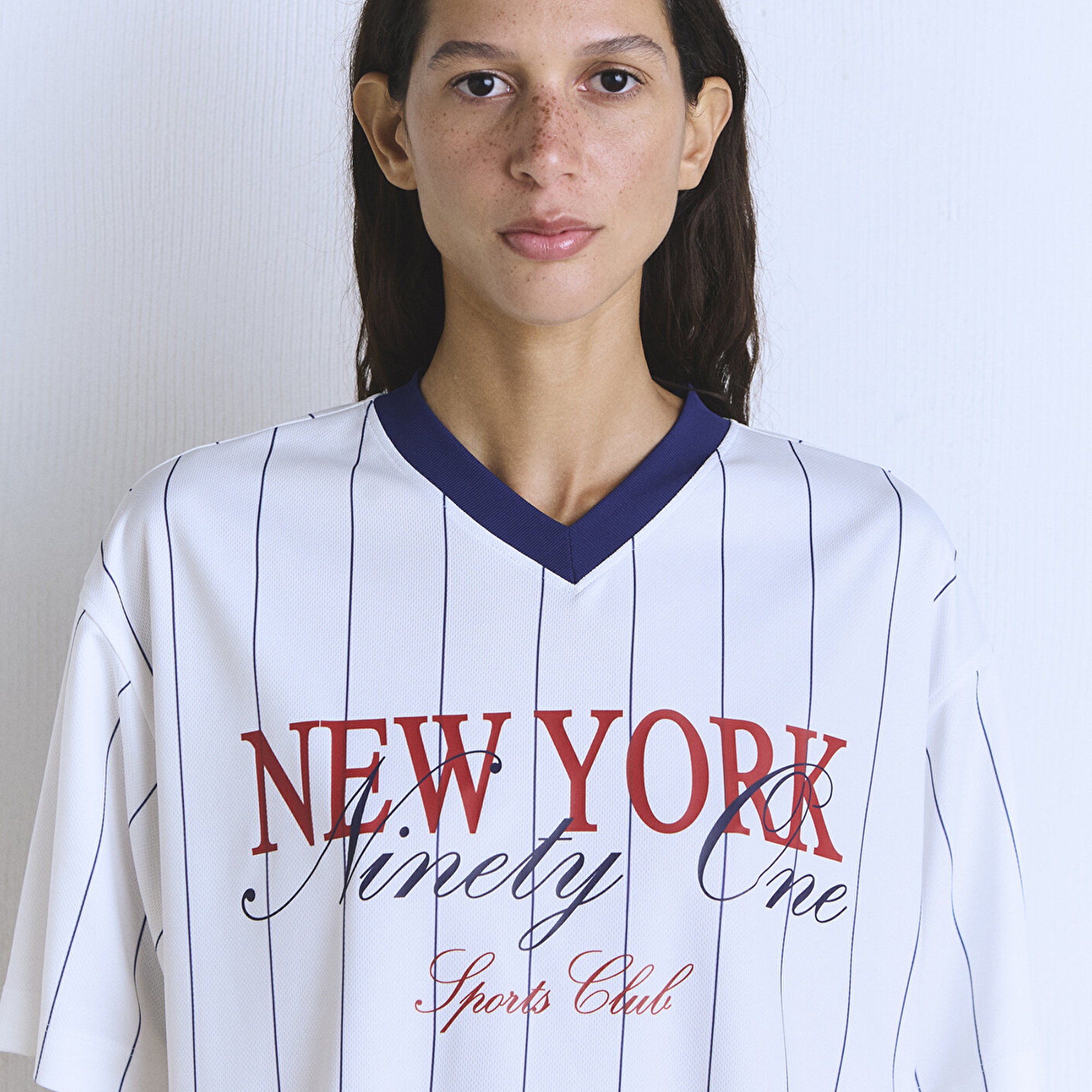 Mavi New York Baskılı Beyaz Forma Tişört Oversize / Geniş Kesim 1613496-620