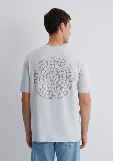  Mavi İstanbul Baskılı Gri Tişört Loose Fit / Bol Rahat Kesim 0612996-70075