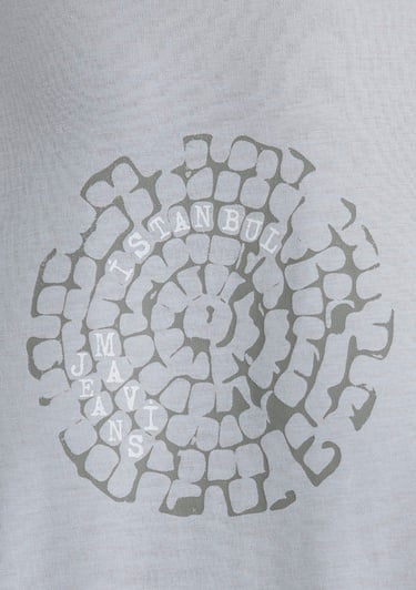  Mavi İstanbul Baskılı Gri Tişört Loose Fit / Bol Rahat Kesim 0612996-70075