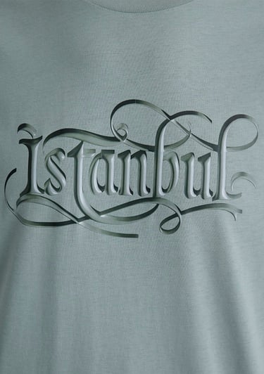  Mavi İstanbul Baskılı Açık Mavi Tişört Loose Fit / Bol Rahat Kesim 0612991-70113
