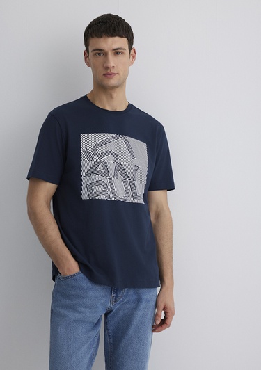  Mavi İstanbul Baskılı Lacivert Tişört Regular Fit / Normal Kesim 0612990-70490