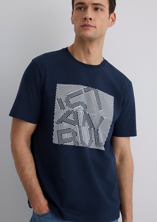  Mavi İstanbul Baskılı Lacivert Tişört Regular Fit / Normal Kesim 0612990-70490