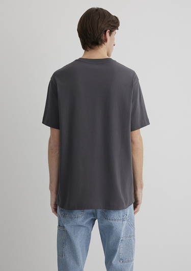  Mavi Dreamer Baskılı Gri Tişört Loose Fit / Bol Rahat Kesim 0612807-80955