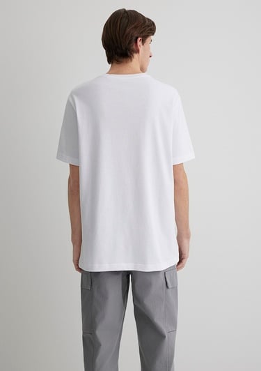  Mavi Spicy Baskılı Beyaz Tişört Loose Fit / Bol Rahat Kesim 0612812-620