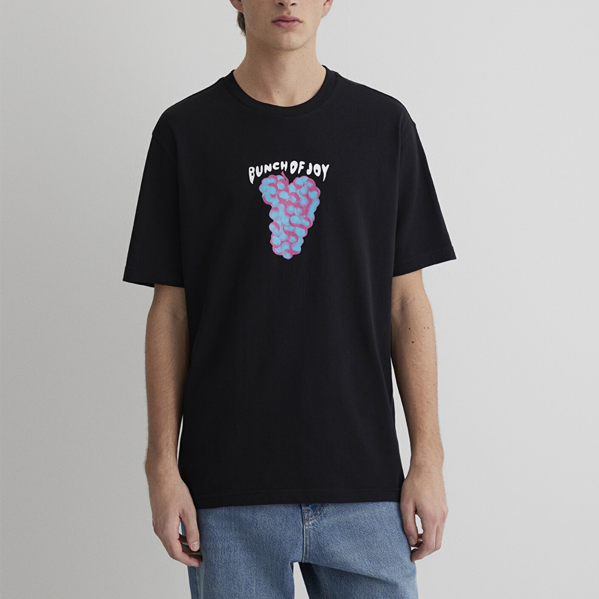 Mavi Punch Of Joy Baskılı Siyah Tişört Loose Fit / Bol Rahat Kesim 0612813-900